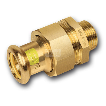 Śrubunek SANHA Press Gas trzyczęściowy, miedź, 18 mm x 1/2'' (zw x GZ)