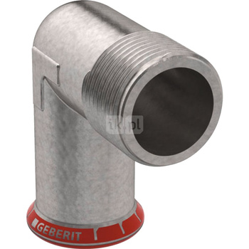 Kolano 90' GEBERIT Mapress C-Stahl przejściowe, stal (ocynk galwaniczny/elektrolityczny) (ocynk), 1/2'' x 18 mm (GZ x mufa zaprasowywana), (głębokość: 17 mm) z uszczelką