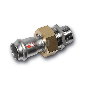 Śrubunek SANHA NiroTherm Industry z uszczelką i nakrętką z mosiądzu trzyczęściowy, stal nierdzewna, 54 mm x 2'' (zw x GZ)