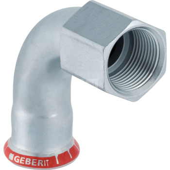 Kolano 90' GEBERIT Mapress C-Stahl przejściowe, stal (ocynk galwaniczny/elektrolityczny) (ocynk), 3/8'' x 15 mm (GW x mufa zaprasowywana), (głębokość: 29 mm) z uszczelką