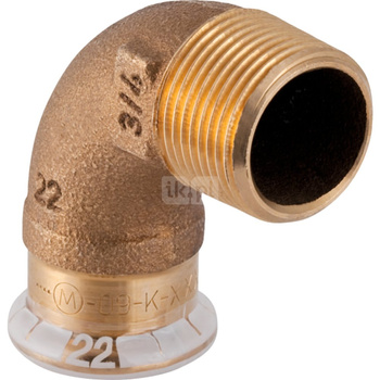 Kolano 90' GEBERIT Mapress Kupfer przejściowe, miedź, 1/2'' x 18 mm (GZ x mufa zaprasowywana), (głębokość: 15 mm) z uszczelką