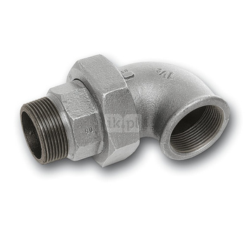 Śrubunek 45' SANHA 97# trzyczęściowy, żeliwo (ocynk galwaniczny/elektrolityczny) (ocynk), 1 1/2'' (GW x GZ)