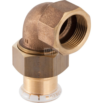 Śrubunek kątowy hydrauliczny GEBERIT Mapress Kupfer przejściowy mosiądz GW 3/4'' 22 mm z pierścieniem zacinającym