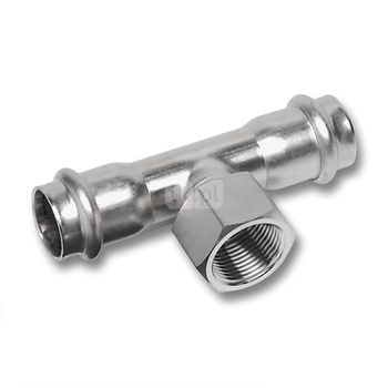 Trójnik SANHA NiroSan Press stal nierdzewna 22 mm x 1/2'' x 22 mm (zw x GW x zw)