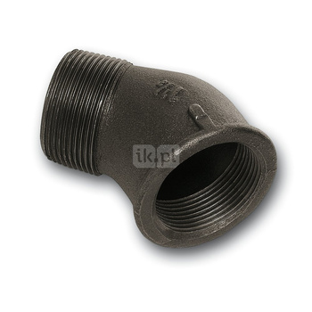 Kolano 45' SANHA 121#, żeliwo (czarny), 1 1/2'' (GW x GZ)