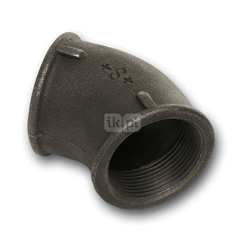 Kolano 45' SANHA 120#, żeliwo (czarny), 3/4'' (GW)