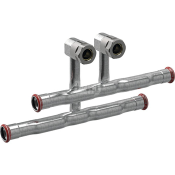 Trójnik GEBERIT Mapress 90' stal niestopowa 18 mm x 15 mm x 18 mm (mufa zaciskowa x śrubunek przyłączeniowy do eurokonus x mufa zaciskowa)