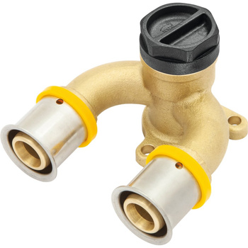 Trójnik ścienny mosiężny typu U z uszami GW ultraPRESS - 16 Rp1/2" L = 41 mm