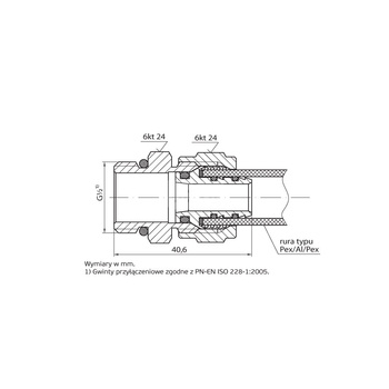 Nypel PERFEXIM 701/B, mosiądz, 16 x 1/2'' (zw x GZ)