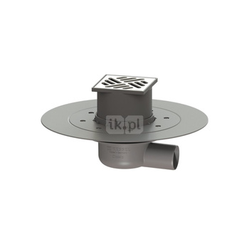 Wpust KESSEL Classic z 1 przyłączem DN 50, odpływ poziomy (zdejmowany), kratka 100x100mm stal nierdzewna
