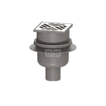 Wpust KESSEL Classic z 1 przyłączem DN 50, odpływ pionowy (zdejmowany), kratka 100x100mm stal nierdzewna