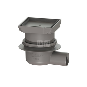 Wpust KESSEL Classic z 1 przyłączem DN 50, odpływ poziomy (zdejmowany), kratka 110x110mm tworzywo sztuczne