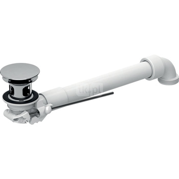 Zawór zestawu odpływowego Geberit, model oszczędzający przestrzeń, wąski, z korkiem zaworu zewnętrznego uruchamianym za pomocą dźwigni: G=1 1/4″