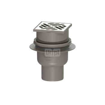 Wpust KESSEL Classic z 1 przyłączem DN 70, odpływ poziomy (zdejmowany), kratka 100x100mm stal nierdzewna