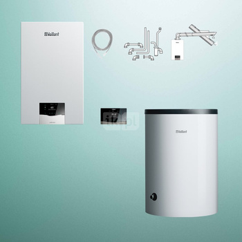 Pakiet - Kocioł gazowy jednofunkcyjny VAILLANT ecoTEC plus VC 15CS/1-5 kondensacyjny wiszący 2.8 - 16.4 kW+ Zestaw powietrzno-spalinowy + RegulatorsensoCOMFORT 720 + Zasobnik c.w.uVIH R 150/6 B