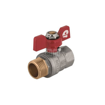 Zawór kulowy QIK 04 mosiądz, PN30 1/2'' GW x GZ, uchwyt: motylek