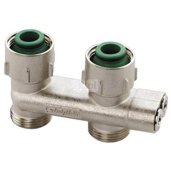 Moduł przyłączeniowy prosty FLAMCO MEIBES mosiądz (niklowanie) 3/4'' GW x 3/4'' Eurokonus, rozstaw 50 mm do grzejników