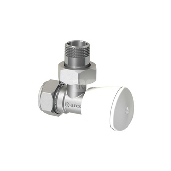 Zawór grzejnikowy ARCO TEIDE PLUS kątowy (kąt prosty), połączenie 1/2'' x 15 (chrom) biały