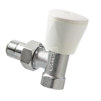 Zawór grzejnikowy ARCO TEIDE PLUS kątowy (kąt prosty), połączenie 1/2'' x 1/2'' (chrom) biały