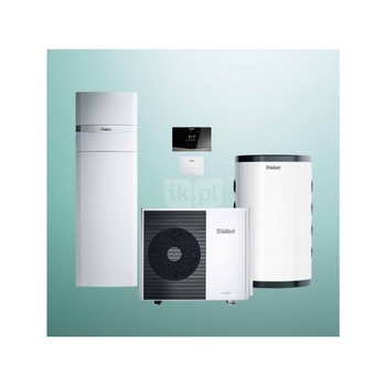 Pakiet Systemowy OZE - Pompa ciepła powietrzna powietrze-woda monoblok VAILLANT VWL 55/6A aroTHERM plus 5.4 kW 400 V + Centrala grzewcza uniTOWER VIH QW 190/6E + Moduł komunikacji internetowej VR 940f + Zasobnik buforowy VP RW 50 + Regulator sensoCOMFORT 