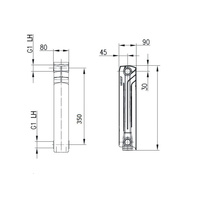 Grzejnik żeberkowy KFA Armatura G350F aluminium, podłączenie boczne 422 x 80 mm, kolor biały (RAL 9010)