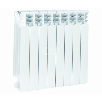 Grzejnik żeberkowy KFA Armatura G500F/8 aluminium, podłączenie boczne 572 x 644 mm, kolor biały (RAL 9010)