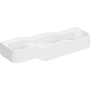 Umywalka GEBERIT Bambini 3-stanowiskowa prostokątna (rynna, bez elementów dekoracyjnych), biała, 1400mm, bez otworu na baterię, bez odpływu przelewowego, półka od ściany