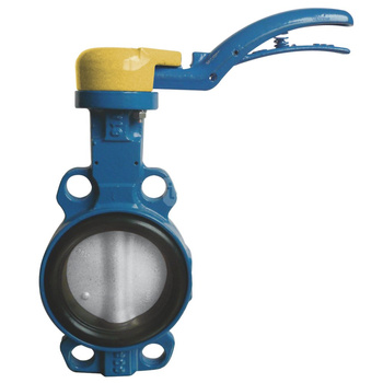 Przepustnica bezkołnierzowa SYLAX GAS z dźwignią ręczną, dysk: AISI316, wykładzina: NBR, korpus: GGG40 epoksyd., Pnom 0,6 MPa, tmax=60 st.C DN32/40