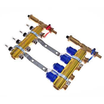 Rozdzielacz do ogrzewania podłogowego QIK Optimo MAGNET STD III - RMSZT-1-50-M 16-obieg. mosiądz GW 1'' x GZ 3/4'' + przepływomierz