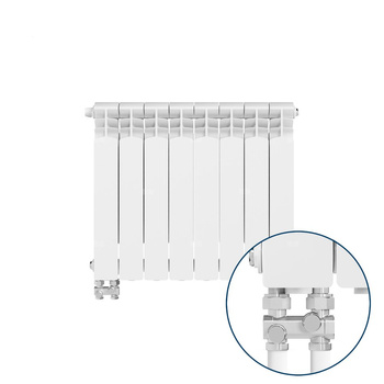Grzejnik żeberkowy KFA Armatura G500F/D/8 aluminium, podłączenie dolne, lewe, proste 572 x 644 mm, kolor biały