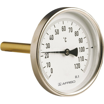 Termometr bimetaliczny AFRISO BiTh I, D211 fi 160 mm 0…120'C tuleja 40 mm połączenie ax