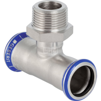 Trójnik GEBERIT Mapress Edelstahl przejściowy stal nierdzewna 15 mm x 3/8'' x 15 mm (mufa zaciskowa x GZ x mufa zaciskowa)