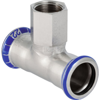Trójnik GEBERIT Mapress Edelstahl przejściowy stal nierdzewna 28 mm x 3/4'' x 28 mm (mufa zaciskowa x GW x mufa zaciskowa)