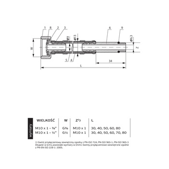 Wąż przyłączeniowy elastyczny PERFEXIM PHA-9145/L DN 8, GW x GZ, 1/2'' x M10, długość 500 mm