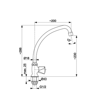 Zawór wypływowy umywalkowy stojący z wyl. L=145 mm 
