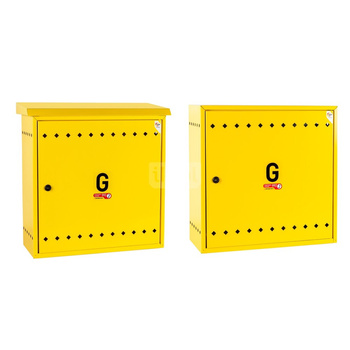 Skrzynka gazowa, 600x600x250, wolnostojąca, metalowa, ze skośnym daszkiem - żółta