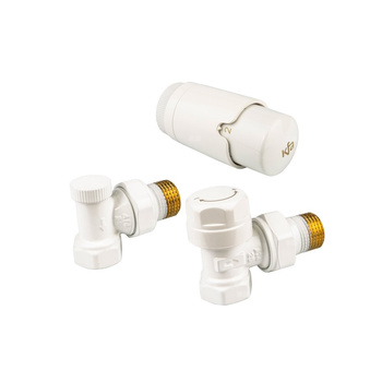 Zestaw termostatyczny grzejnikowy, kątowy KOMFORT PRO, Biały