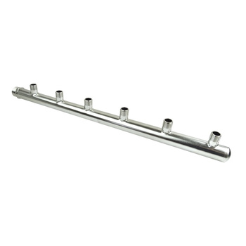 PHA-123 6-ob. rozdzielacz ze stali nierdzew. przyłączeniowy wodomierza/ciepłomierza nyplowy 1"GZx1/2"GZ (rozstaw100mm)PN10