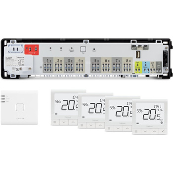 SALUS StartPack Premium RF - zestaw bezprzewodowego sterowania ogrzewaniem podłogowym z zarządzaniem przez Internet: KL08RF230V, UG800, 4 x SQ610RF