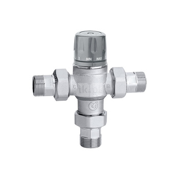 Zawór mieszający regulowany pokrętłem, z zaworami zwrotnymi i filtrami 3/4" 45÷65 st. C
