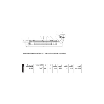 Wąż przyłączeniowy elastyczny PERFEXIM DN 25, GW x GZ, 1'' x 1'', długość 600 mm