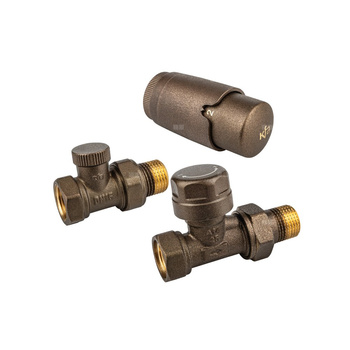 Zestaw termostatyczny grzejnikowy, prosty KOMFORT PRO, Miedziany