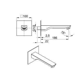Wylot wannowy podtynkowy MOKAIT, czarny