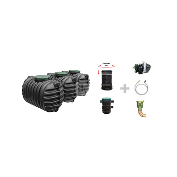 OGRÓD ECO 8.400L - podziemny zbiornik na deszczówkę, magazyn wody deszczowej, zestaw ogrodowy do magazynowania wody deszczowej, zestaw do podlewania ogrodu , Zbiornik na wodę deszczową , pompa naziemna , filtr zewnętrzny