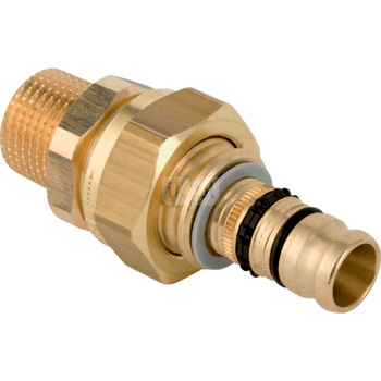 Śrubunek przejściowy GEBERIT Mepla, Cu / Cu, 3/4'' x 20 mm (GZ gazowy stożkowy x końcówka wciskowa) z uszczelką