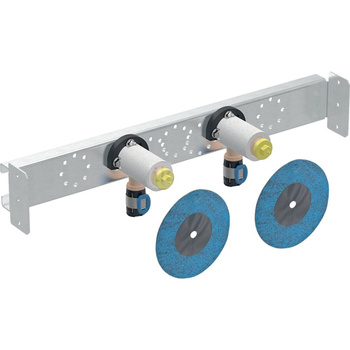 Kolanko przyłączeniowe Geberit FlowFit 90 st. wstępnie zamontowane, podwójne, proste: Materiał=Brąz bezołowiowy (CuSn4Zn2PS), d=20mm, Rp=1/2 ", L1=7.8cm, AD=15.3cm