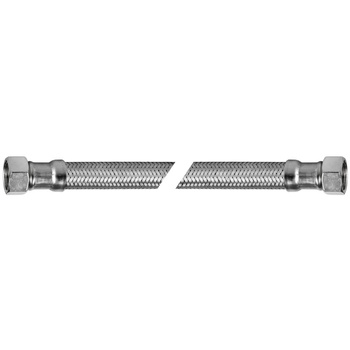 Wąż elastyczny przyłączeniowy QIK stal nierdzewna, 1/2'' x 12 mm x 3/4'', dł. 500 mm, GW x GW z oplotem