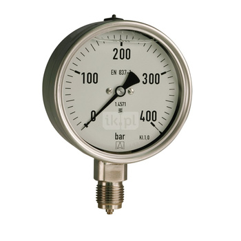 Manometr z rurką Bourdona AFRISO RF wstrząsoodporny D801 -1/15 bar G1/2B radialne fi 100 mm, kl. 1,0%