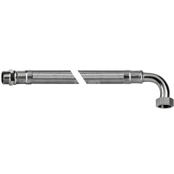 Wąż elastyczny przyłączeniowy QIK stal nierdzewna, 1'' x 1'', dł. 300 mm, GZ x GW (przyłącze kątowe) z oplotem