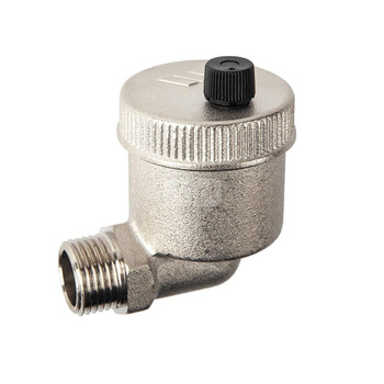 Odpowietrznik automatyczny katowy 1/2", niklowany , też do glikolu 30%, pakowany po 10 sztuk INT-AV15/N-K10 NEW AV15 1/2" NICH. NICHELATO